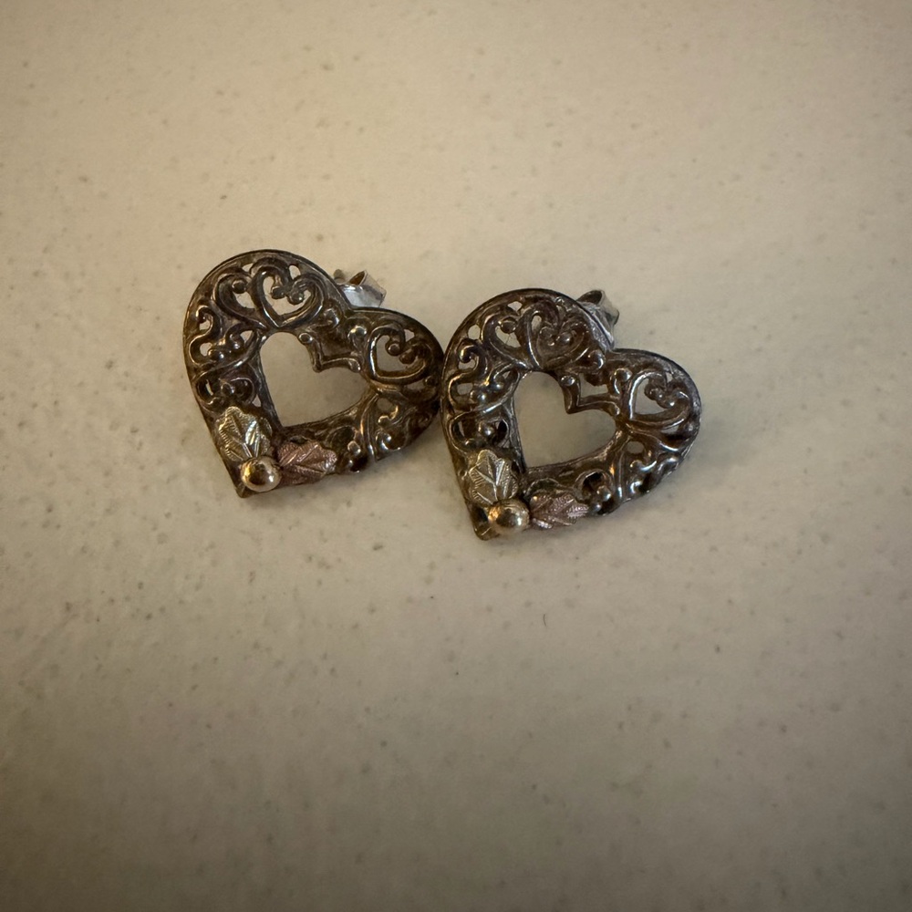 Black Hills Gold Heart-Shaped Sterling Silver Earrings